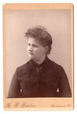 CONNEAUT OH 1870s 1880s Young Woman in Black Lace No ID Cabinet Card by PITCHER picture
