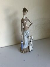 Lady figurine Lady with Dog and umbrella Made in Spain 15 inches Casades Lladro picture