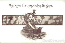 Children 1911 Maybe You'll Be Sorry When I'm Gone Antique Postcard 2C stamp picture