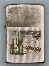 Vintage 1978 Desert Cactus Chrome Zippo Lighter picture