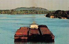 Winona MN Minnesota Upper Mississippi River Barge Traffic Coal Vtg Postcard A23 picture