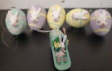 Easter Lot,  Vintage Painted Ceramic Eggs, Wood SILVESTRI, Raised Design Holiday picture