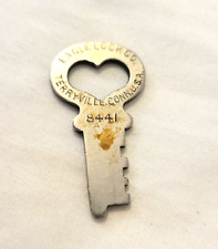 Vintage Old Antique Flat Stamped EAGLE LOCK Co USA Steamer Trunk Lock Key #8441 picture