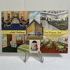Fort Wayne Indiana Postcard Hotel Anthony Multiview Interior Building 1940 Linen picture