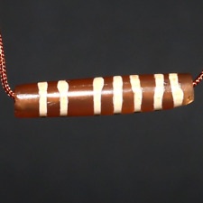 Genuine Ancient Burmese Etched Carnelian Pyu Bead with 7 Stripes picture