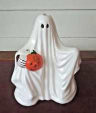 Russ Berrie Ceramic Ghost Pumpkin Candle Holder Vintage Halloween Spooky, READ picture