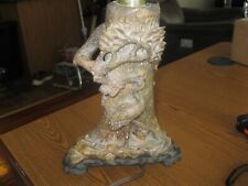 Hand carved antique Chinese soapstone stone electric table lamp picture