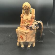 RARE Universal Statuary 1979 Chalkware Sculpture 659 Grandma Rocker Dog Old Lady picture