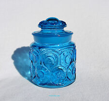 Moon & Star Canister Jar L E Smith 7 inches 2# Small Colonial Blue Jar PERFECT picture