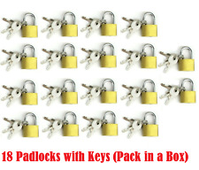 18 Small Metal Padlock Mini Brass Tiny Box Travel Locks Keyed Jewelry 3 Key 20mm picture