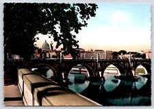 Italy Rome Lungotevere Bridge Vintage Postcard Continental picture