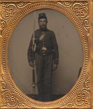 1/6 plate Union Ambrotype Of  Armed Soldier Standing picture