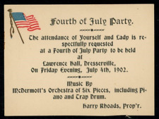 1902 Fourth of July Party Invitation, Dresserville NY picture