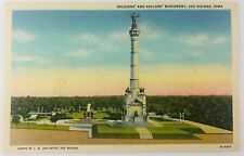 Vintage Des Moines Iowa IA Soldiers and Sailors Monument Linen Postcard  picture