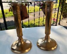 Vintage traditional modern 8.5’ brass candlestick holder set of 2 made in India picture