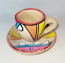 Vintage Rare Native American Signed Jemez Pueblo Pottery Small Cup and Saucer  picture