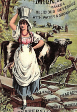 1884 Milk Acid Lactart Trade Card Boston Beverage Avery Cow Victorian Maid  Ma picture