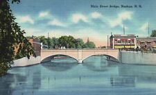 Postcard NH Nashua New Hampshire Main Street Bridge Linen Vintage PC H7763 picture
