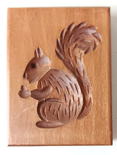 Vintage Springerle Wooden Cookie Stamp Press Mold Squirrel Carved Wood picture