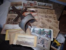 Antique Stereoscope Stereoviewer with 25 slides etched metal horse illustration picture