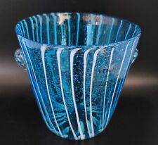Venini for Disaronno Murano Fine Venetian Handblown Art Glass Blue Ice Bucket 5