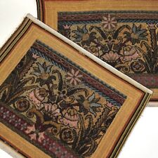 Antique French Unused Glass Beadwork, Silk Needlepoint Panel PAIR, For Pillows? picture