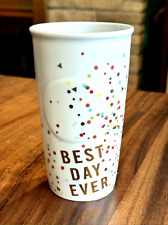 Starbucks 2015 Best Day Ever Confetti Ceramic Traveler Tumbler Coffee Mug NO LID picture