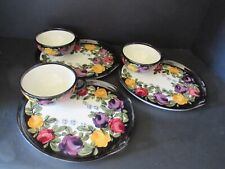 Vintage lot 3 sip and snack sets cup and saucer plate hand painted Germany picture