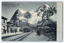 c1910 Station Wengernalp Eiger and Monch Switzerland Vintage Postcard picture