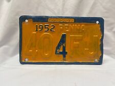 1952 Pennsylvania License Plate (See Description) picture