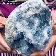 1910G Natural Beautiful Blue Celestite Crystal Geode Cave Mineral Specimen 588 picture