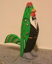 Bright Green Oaxaca Mexico Alebrije Rooster Butler Wooden Carved Carving Fowl picture