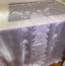 Vintage Linen Organdy Tablecloth Madeira Embroidery Applique  XX449 picture