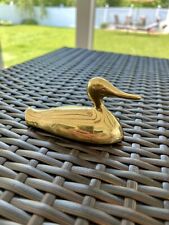 VINTAGE Small Solid Brass Duck Decoy Statue Figurine Paperweight - 3 1/2