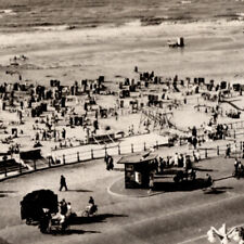 Vintage 1930s Scheveningen Boulevard Beach Hague People Cars Postcard picture