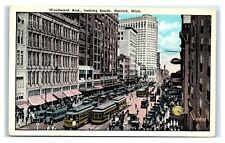 Postcard Woodward Ave looking South, Detroit, Michigan trolleys J60 picture