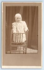 Postcard Small Child Standing on Back of Chair 1912 RPPC G118 picture