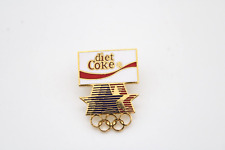 1984 LA Los Angeles Olympic Summer Games Diet Coke Pin Stars Rings Sponsor VTG picture