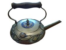 Vintage Brass Teapot. Stone Embellishment, Wood Handle. picture