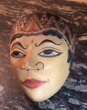 Vintage Hand Carved Painted Wood Indonesian Javanese style Dance Mask  7.25