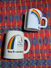 Two Vintage Rainbow Mugs San Francisco Beer Stein Heart Coffee Cup picture