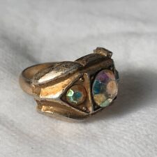 POST MEDIEVAL SILVERED RING WITH STONE. NICE WEARABLE VINTAGE SIGNET RING picture