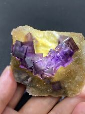 Exquisite natural purple red multi-layer Phantom window cubic fluorite crystal picture