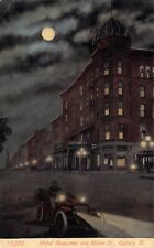 c.'13, Night View, Hotel Newcomb, Msg, Quincy, IL, Old Post Card picture