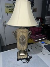 Antique Vintage Mid Century White And Black Ceramic Figural Lamp And Shade picture