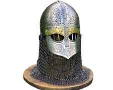 Medieval Viking Helmet 16 Gage Mild Steel Helmet With FRSR Chain Mail picture