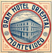 Gran Hotel Oriental ~MONTEVIDEO - URUGUAY~ Scarce Early Luggge Label, circa 1920 picture