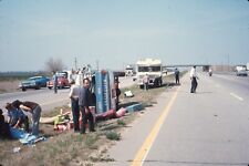 1970s Car Accident Overturn on Highway Paramedics Luggage Road Vtg 35mm Slide picture
