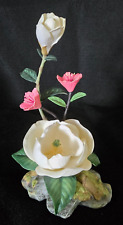 Vintage Lenox Magnolia Figurine Porcelain & Metal Sculpture Statue Flowers picture
