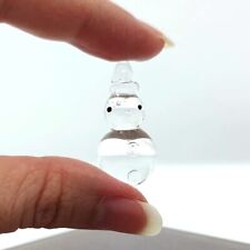 Rare Snowman Micro Tiny Crystal Figurines Hand Blown Clear Glass Art Collecti... picture